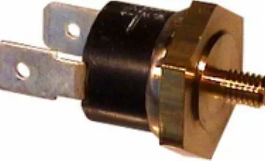 Close-up of a Lelit MC030 95 °C Coffee Thermostat with two flat electrical terminals and a threaded stud, shown against a white background. © 2025 1st-line.com